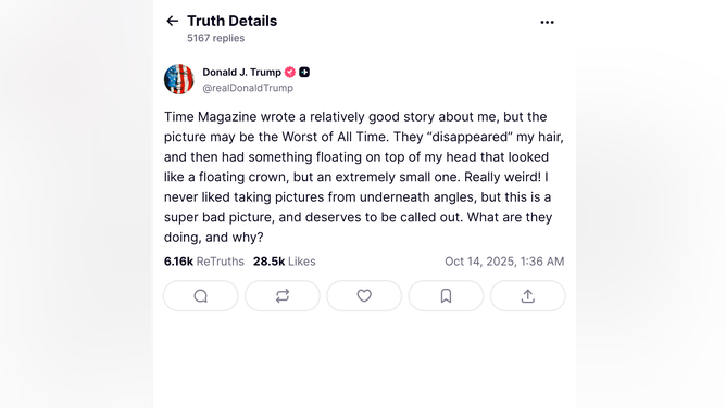 President Donald Trump isn't happy with his Time magazine cover. (Credit: Donald Trump/Truth Social)